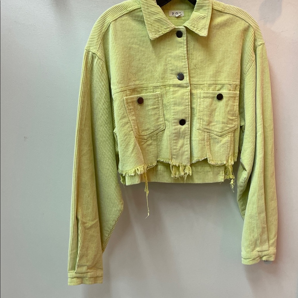 POL Lime Green Corduroy Jean Jacket